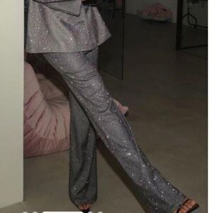SLA The Label Glitter Santorini Wide Leg Trouser Pants Size XS Party Event Night